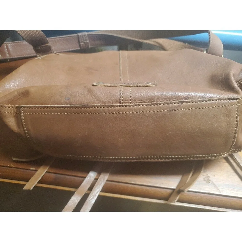 Lucky Brand‎ Tan Leather Studded Crossbody Messenger Bag Boho Tassel Brown